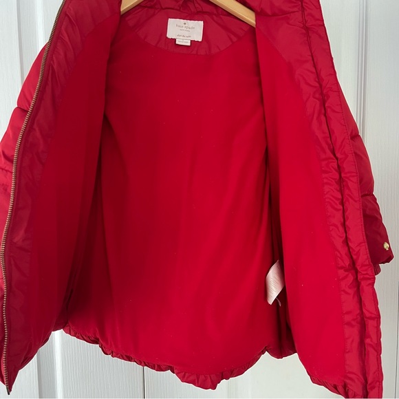 Kate Spade New York Toddler girl size 5 hooded Red Puffer Coat With Rosette - Picture 9 of 10